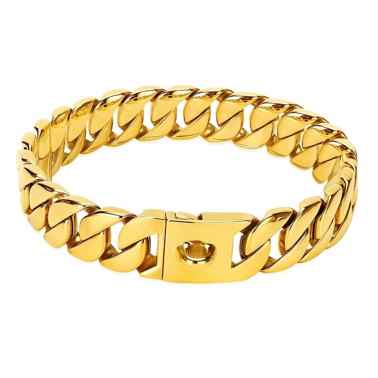 

Нашийник із золотим ланцюгом для собак 32 мм шириною для великих собак Важкі та міцні нашийники з нержавіючої сталі, стійкі до жування. 24inch(60cm)