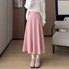 Korean Version Knitted Pleated Skirt Half Skirt, High Waisted A-line Mid Length Style, Elegant Soft and Glutinous Sweater Skirt