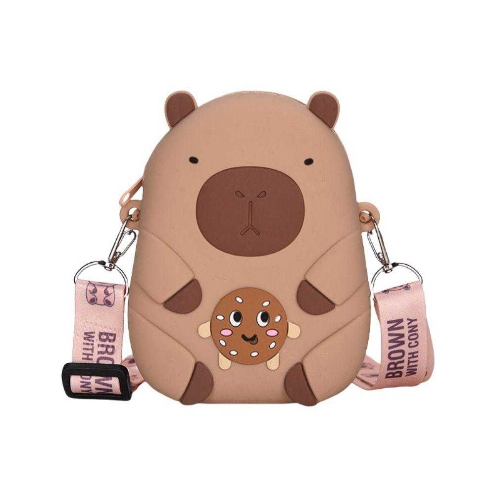 Portable Capybara Coin Purse Cute Small Item Bag Creative Silicone Shoulder Bag  Girls