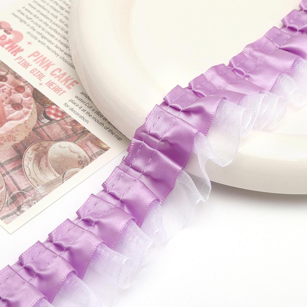 [1m] Doppellagige Plissee-Spitze Schneegaze Spitze DIY Prinzessinnenkleid Spitze Blumen-Accessoires