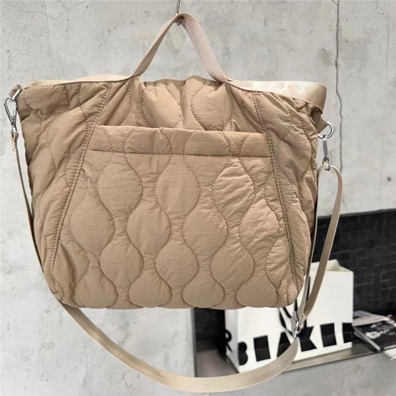 Women'S Down Cotton Clothes Shoulder Bag Large Capacity Cotton Filling Lightweight Trend Handbag