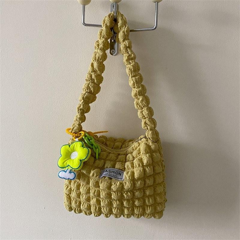 Chic Soft Pleated Bubble Cloud Shoulder Bag Available In White Black And Yellow