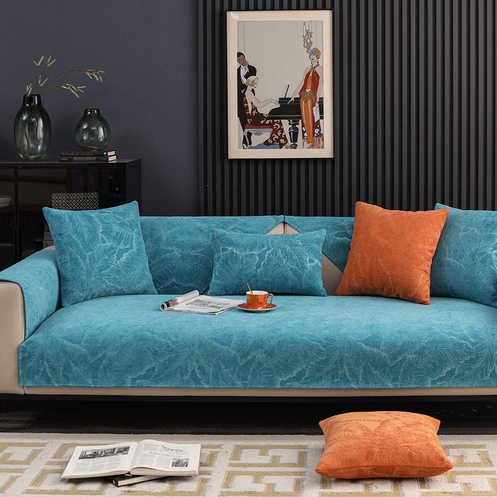 Cojín de Sofá Universal de Cuatro Estaciones Jacquard de Chenilla Moderno Hogar Simple Antideslizante Toalla Cojín de Sofá