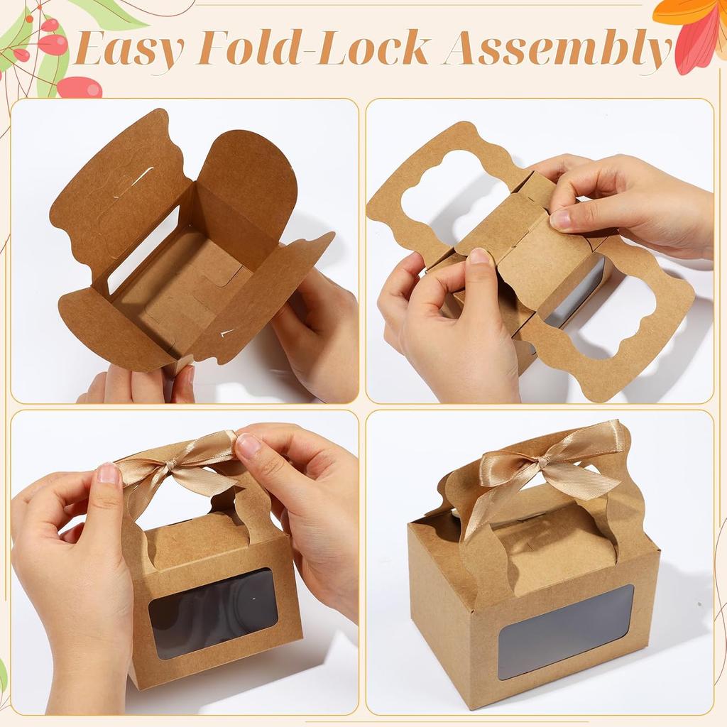1/5pcs Box with Window Paper Gift Box with Ribbon Cake Box Birthday Wedding Party Gift Cake Box Gift Bags Boxes for Wedding