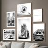 Modern London City Landmark Landscape Wall Art Canvas Painting Black White Poster Big Ben Bus Dandelion Pictures Home Room Decor