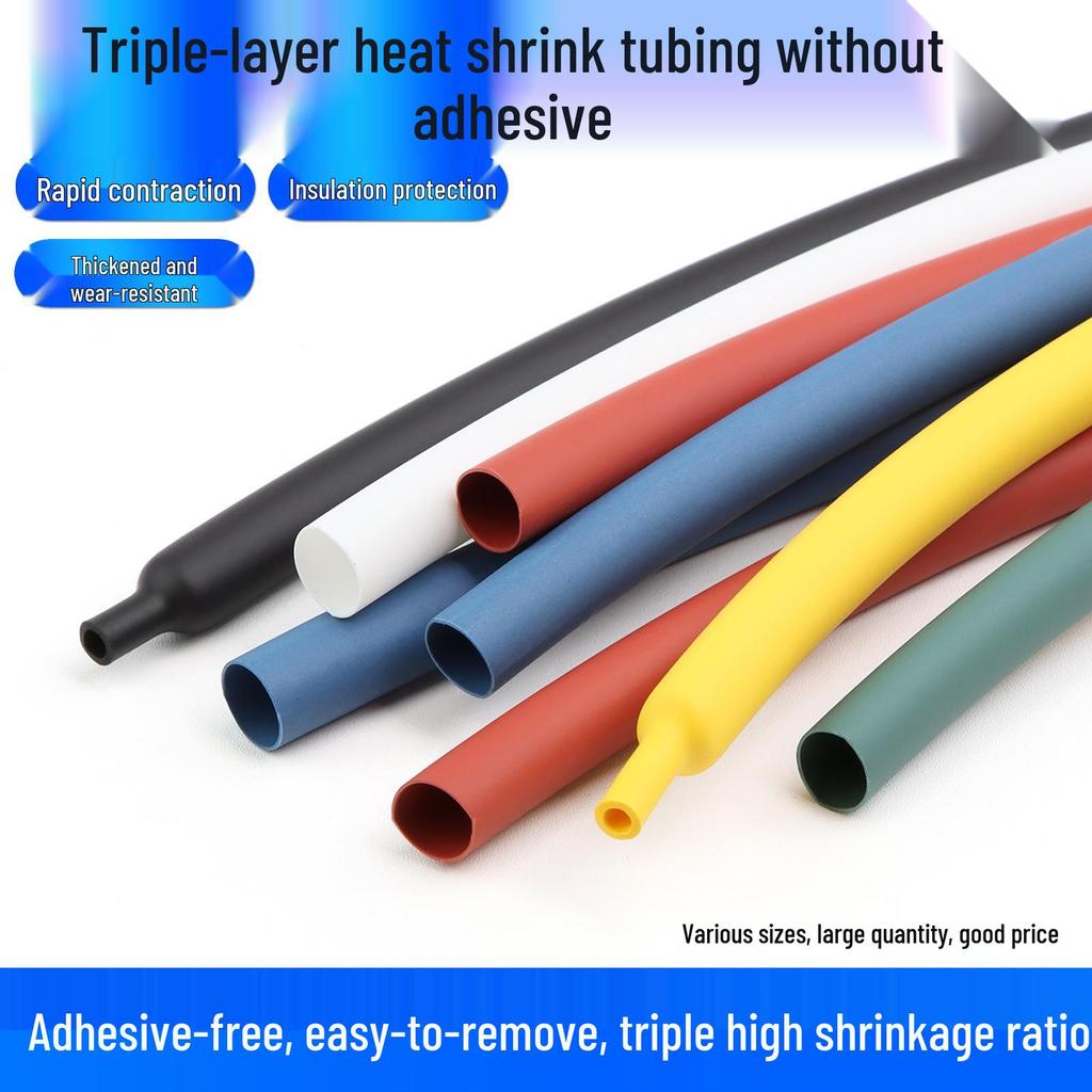 3:1 Flame Retardant Waterproof Heat Shrink Tubing, Insulating Sleeve Tube, Triple-Fold, Glue-Free