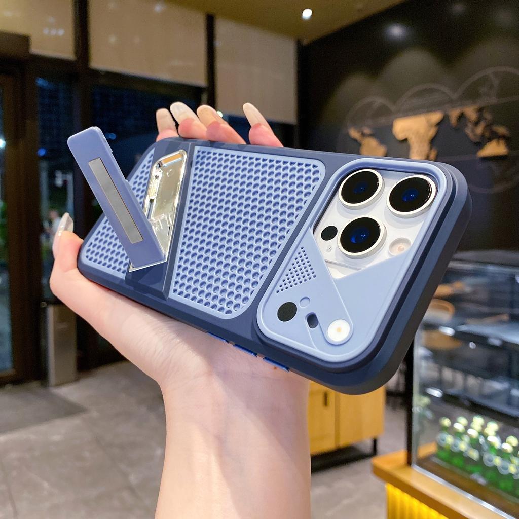 Honeycomb Cooling Invisible Bracket Phone Case for iPhone 17 Pro Max 16 15 14 13 12 11 Shockproof Precise Cutouts Slim Fit Cover