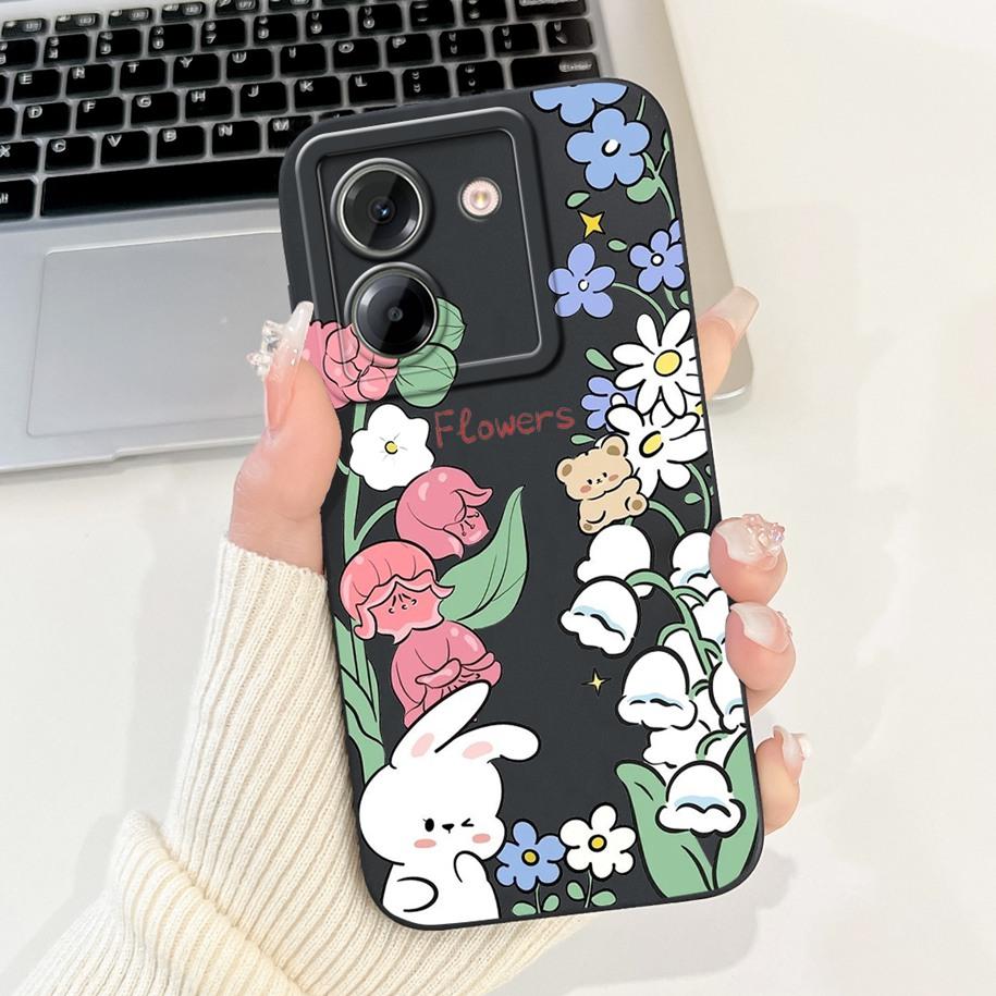 For Xiaomi Poco M7 Pro 5G Case Popular Flower Rabbit Duck Soft Liquid Silicone Cover For Xiaomi Poco M7Pro Capa 2409FPCC4G Coque