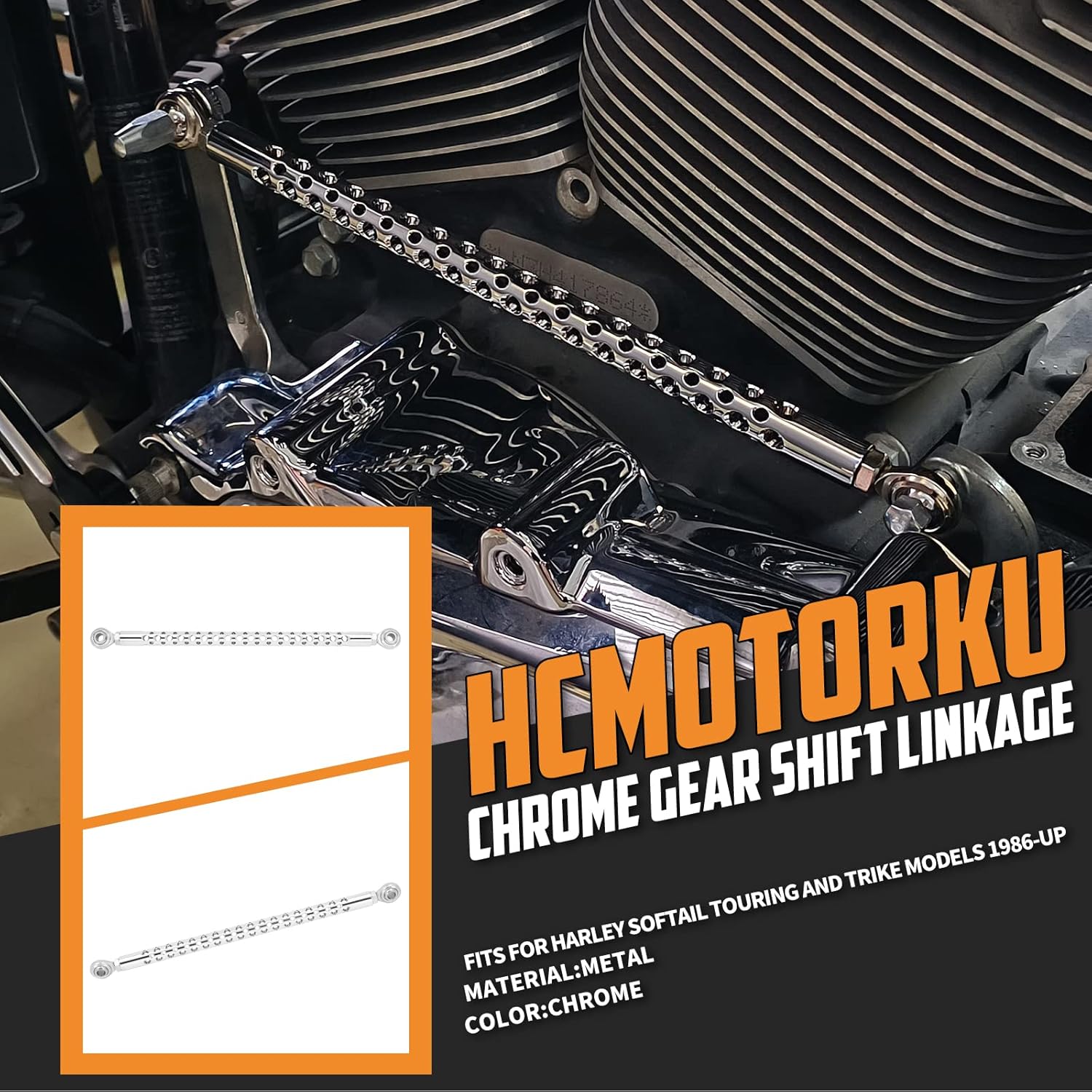 Motorcycle Shift Linkage Gear Shifter Linkage Fit for Harley Touring Road Glide Electra Glide Road King Street Glide Trikes Softail 1986-later Chrome