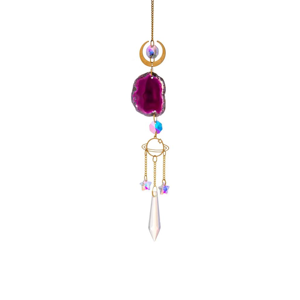 Natural Stones Agate Sun Catcher Agate Sun Catcher for Rainbow Maker Hanging Crystal Witch Suncatcher Windchime Wall Decor