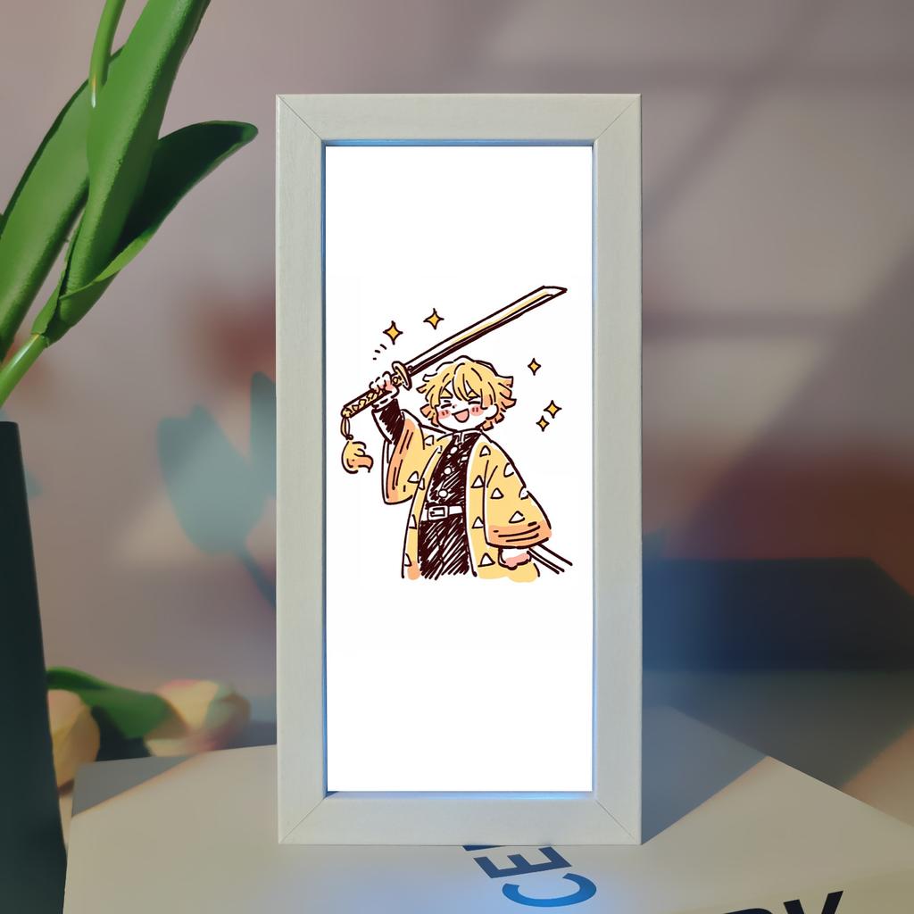 Demon Slayer Picture Frame Night Light Bedside Table Decor Nezuko Anime Peripheral Figures Ornaments Cartoon Lamp Birthday Gifts