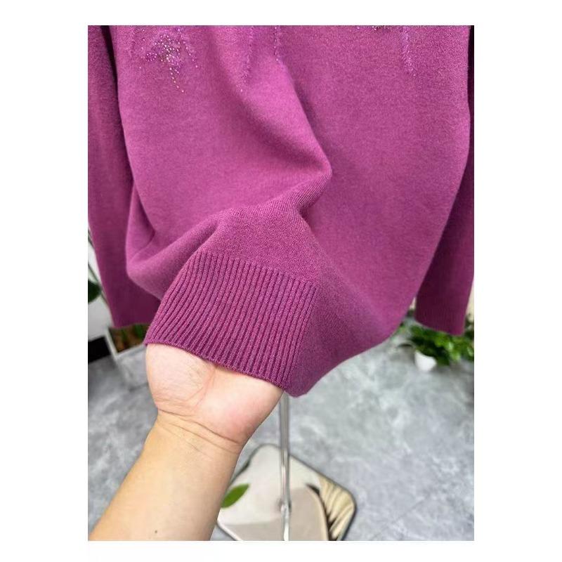 Winter Wear Velvet Thickened Sweater Middle-aged Derly Loose Fashionable Half Turtleneck Warm Bottoming Shirt Tops for Women