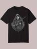 Graphic Print Casual T-shirt - Edgy Skeleton Gun Art Design