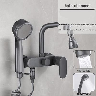 TLXT Gunmetal Wall-Mounted Bathtub Shower Faucet Set