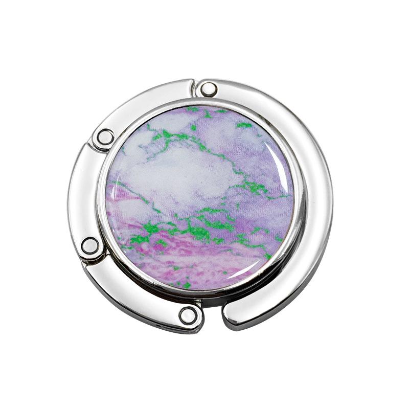 Creative Marble Pattern Folding Handbag Hook with Metal Design