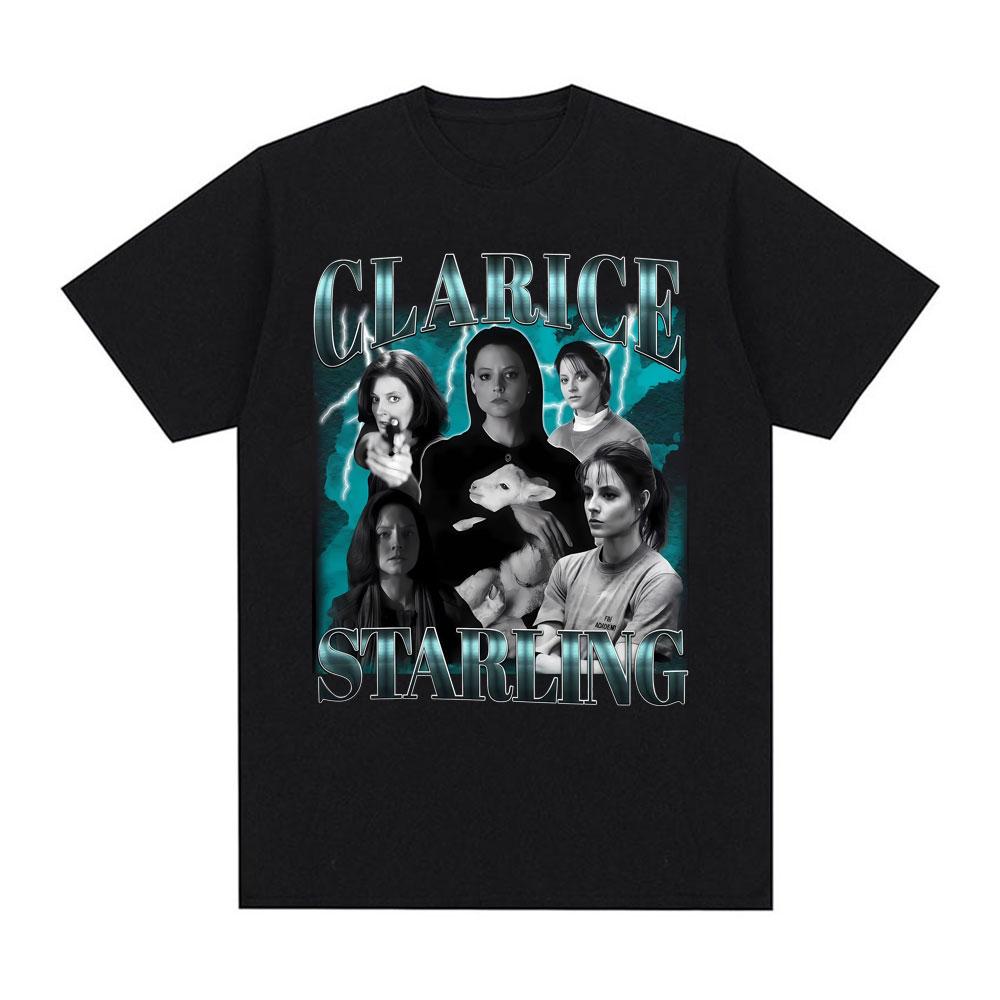 

Ограниченная серия винтажных графических футболок Clarice Starling для мужчин и женщин Винтажная мода Уличная футболка Чистый хлопок Круглый вырез Футболка... S разноцветный