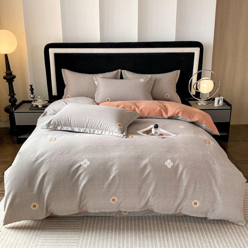 Thick Autumn Winter All Cotton Flannel 4 Piece Bed Sheet Set Home Use Pure Cotton Duvet Cover Fitted Sheet Pillowcases For Students Dormitory