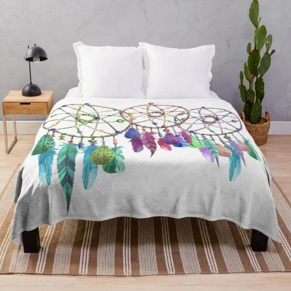 Colorful Dreamcatcher Bohemian Super Soft Fleece Throw Blanket Lightweight All Season Warm King Queen Size Blanket Lightweight