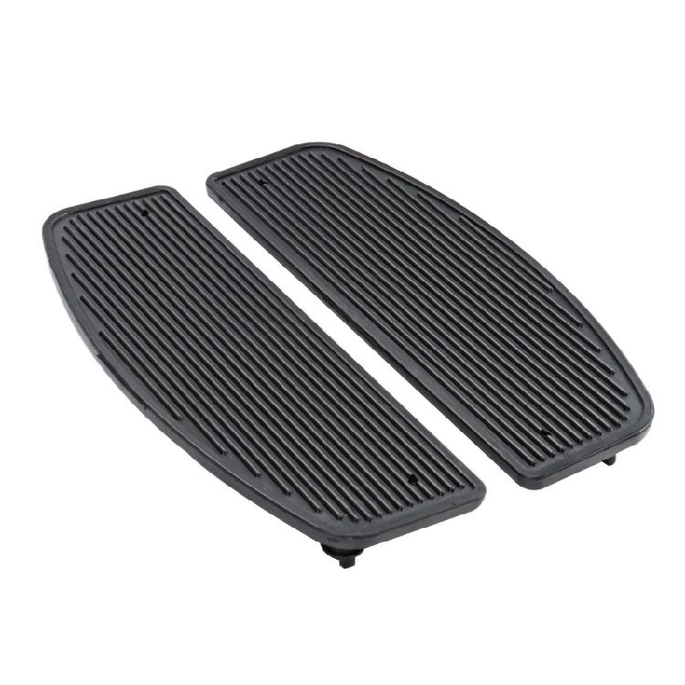 Hard Rubber Motorcycle Floorboard Insert Pair, Ribbed Front Replacement Pads, D-Shape Black Set, Left Right Pads, 30cm/11.8inch x 10.5cm/4.1inch