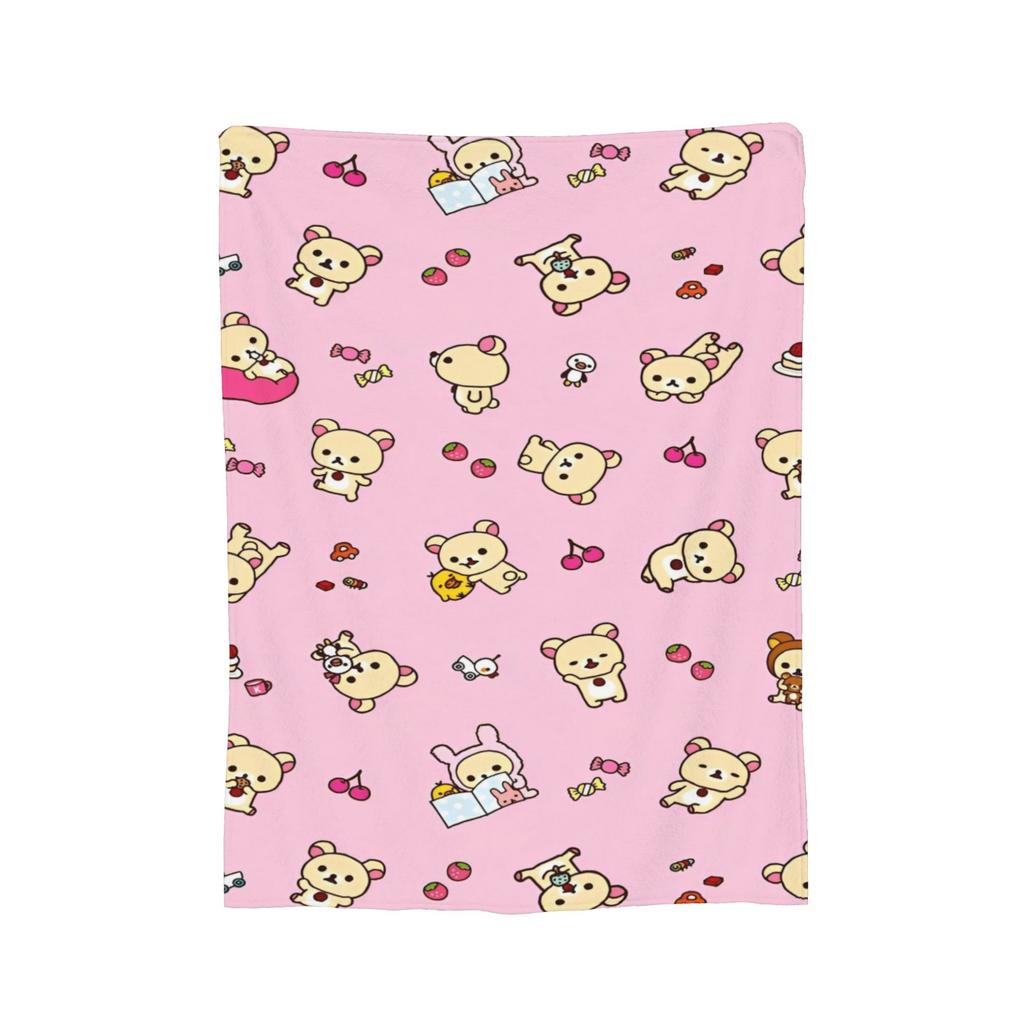 Rosa Süßer Bär Rilakkuma Decke Flauschige Tolle Atmungsaktive Überwurfdecken für Bett Sofa Winter,