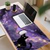 Large Gaming Mouse Pad Black Cat Anime Mouse Mat for Computer Desk Aesthetic XXL Mousepad Mystical Purple Sky Mousepad Deskpad