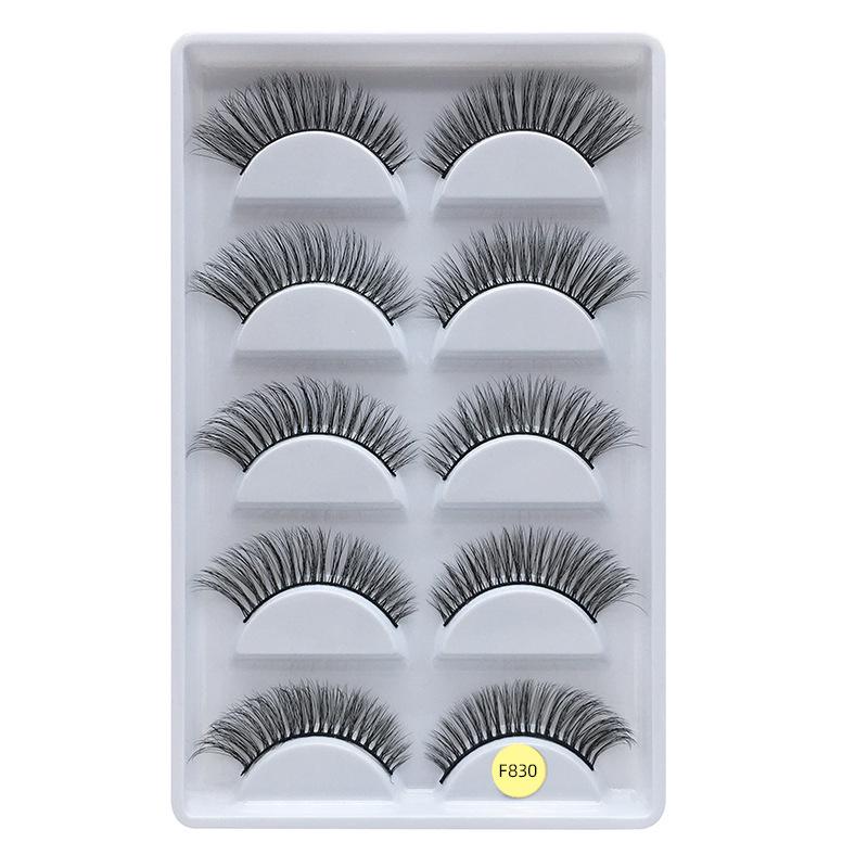 

European & American Style Mink Fur False Eyelashes Set - 5 Pairs, Thick & Curled, Multi-Style Options Standard