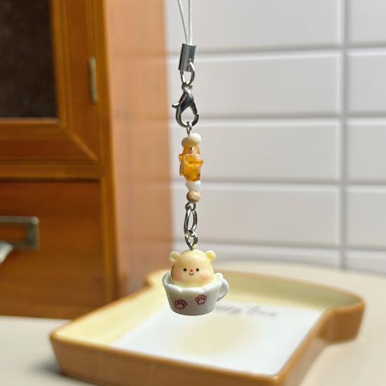 Pendant Keychain Lightweight Resin Bear Shape Pendant Keychain Multi-Purpose Portable Keyring for Bag And Phone