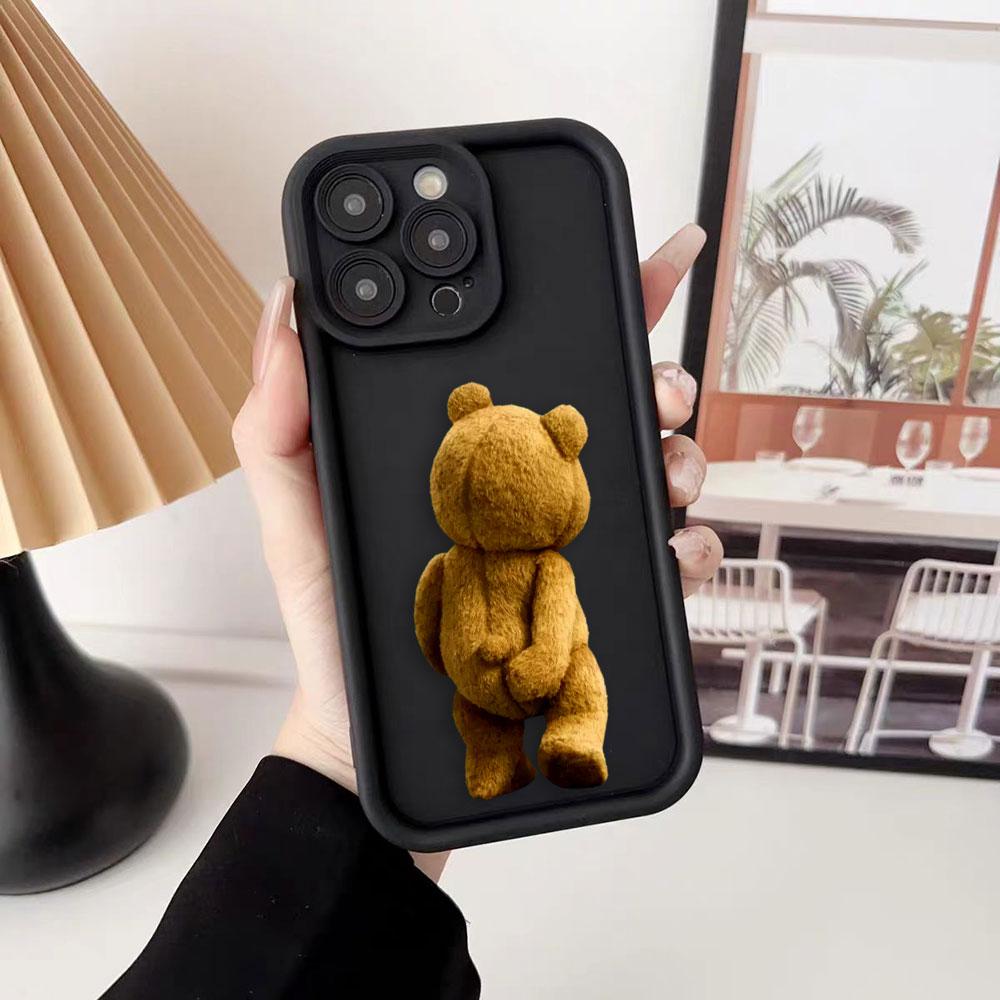 Cartoon Bär T-Teddy Handyhülle Für iPhone Apple 17 AIR 16 16E 11 12 13 14 15 XR Plus Pro Max DIY Hülle TPU Stoßfeste Hülle Capa