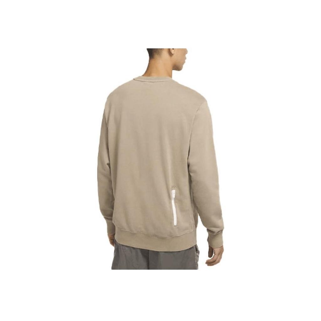 Nike Nsw Essentials+ French Terry Logo Print Crew Neck Pullover Sweatshirt Men Tops Moon-Fossil-Grey DD4665-087