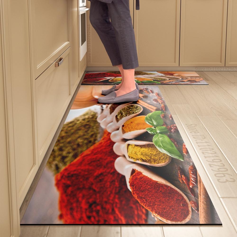 Spice Pattern Kitchen Mat Non-Slip Machine Washable Rug Set for Home Decor Anti-Fatigue Floor Mats Comfort Standing Pad