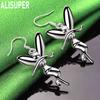 925 Sterling Silver Dancing Angel Pendant with Piercing Earrings Fashion Charm Wedding Jewelry