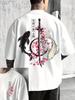 Japanischer Kirschblüten-Print Baumwolle Herren Damen T-Shirt Sommer Herbst Täglich Outdoor Sport Lässig Locker Straße Kurzarm