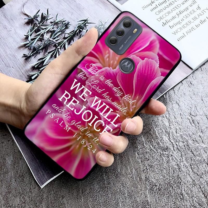 

Цветочный Библейский стих Христианский чехол для телефона Moto G82 G22 G62 G13 G32 G53 G31 G60 G52 G100 G200 G42 G41 G51 G30 G10 G20 G50 G Moto G53