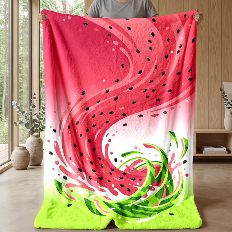 Watermelon Harvest Festival Theme Blanket Lightweight Warm Flannel Blanket Decorative Throw Blanket for Home Decoration