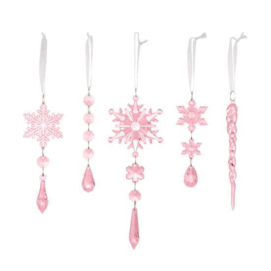 Crystal Christmas Ornaments for Tree Clear Acrylic Snowflake Icicle Ornaments with Drop Pendants for Winter Wonderland Chandelier Xmas Tree Decor