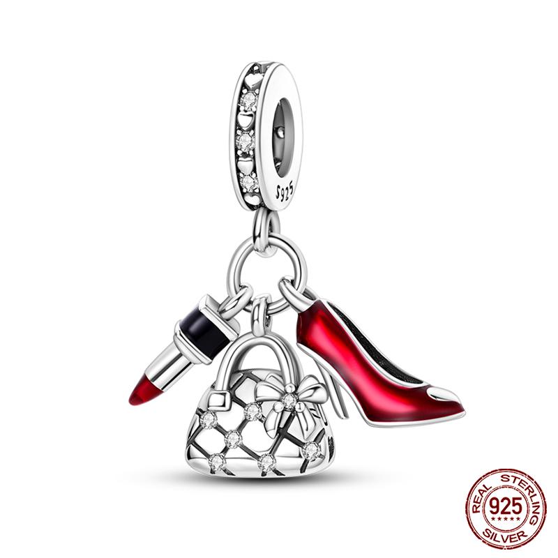 100% Copper High Heels Lipstick Lifestyle Collection Charm Beads For Brand Original Bracelet Diy Jewelry