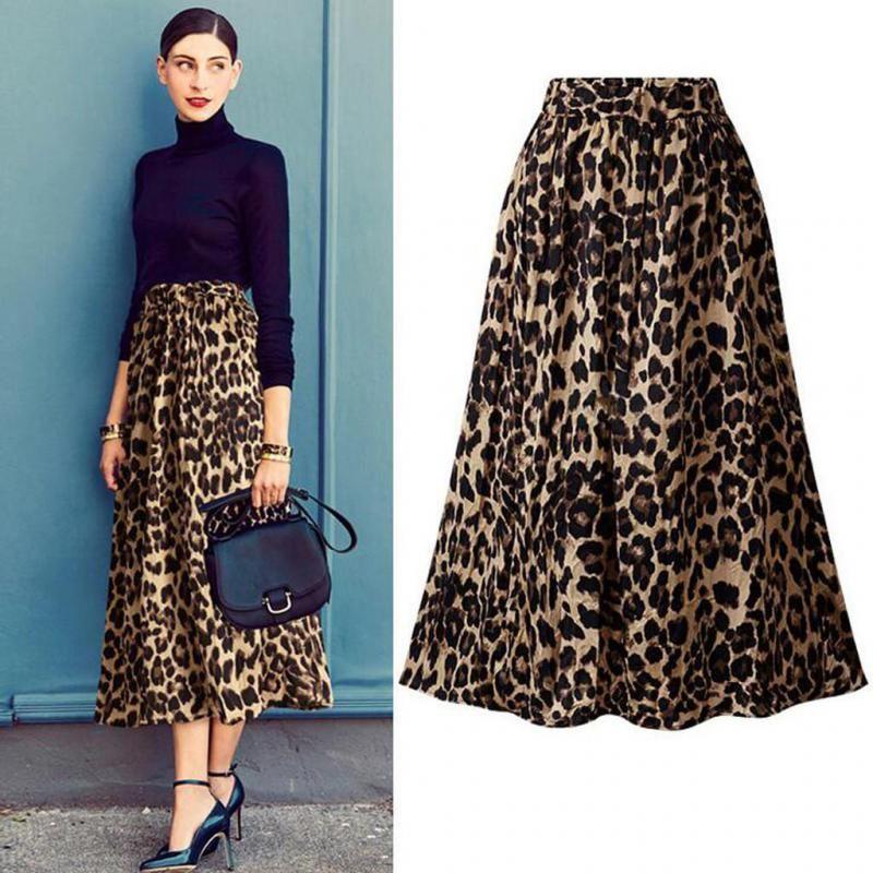 

Plus Size Leopard Print Long Skirt Plus Size Leopard Print Long Big Hem Skirt 1 XL