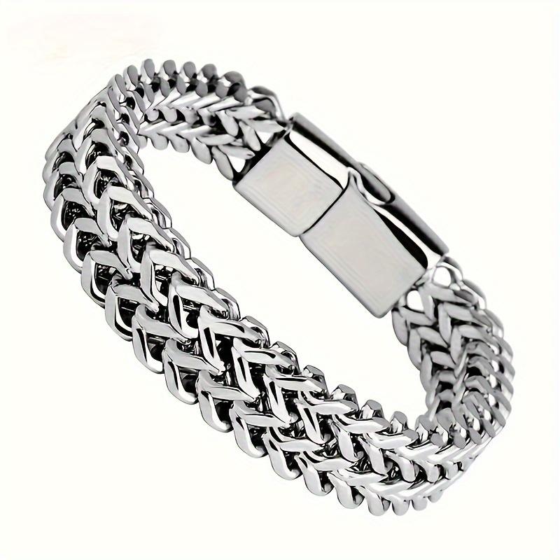 Men's Stainless Steel  Link Chain Miami Cuban Bracelets for Male Boys Gifts Jewelry, Length 21cm