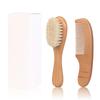 Cross-Border Soft Wool Brush with Beech Handle Hair Comb Set for Baby Care Perfect Bath Shampoo Tool for Children