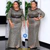 Large Size Women's Clothing New Round Neck Printed Fishtail Dress Evening Dress Long Dress Source Factory