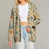 Women's Fashion Long Sleeve Christmas Print V-Neck Button Loose Cardigan Top