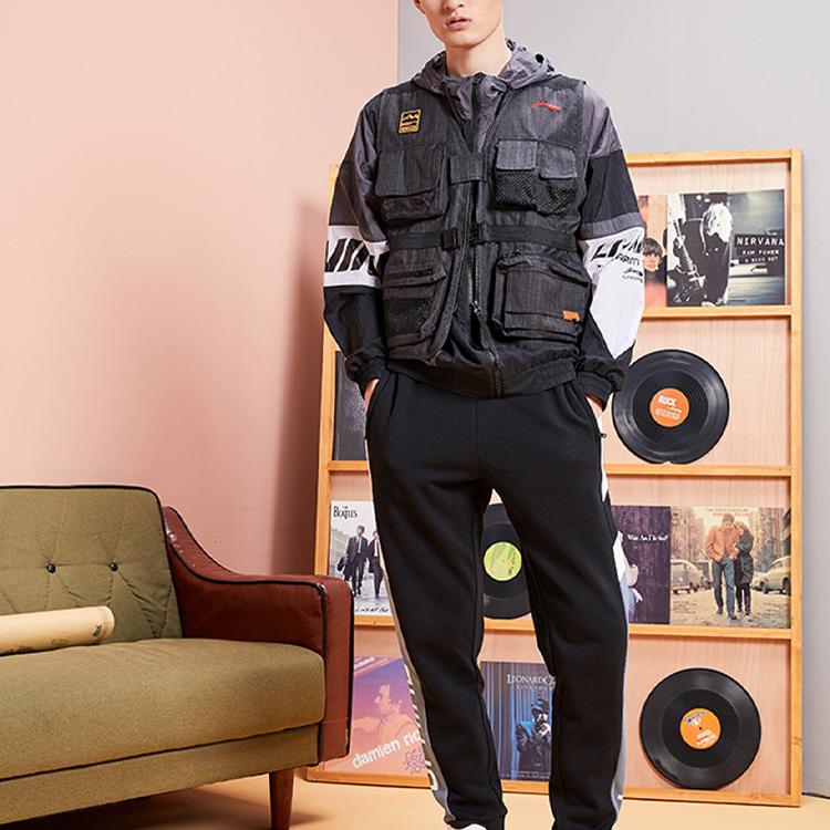 Li-Ning Fleece Lined Warm Casual Tapered Sports Pants Men bottoms Black Blue AKLQA47-3