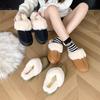 Winter warm fluffy plush warm slippers thick bottom indoor connection fluffy bag head snow cotton slippers
