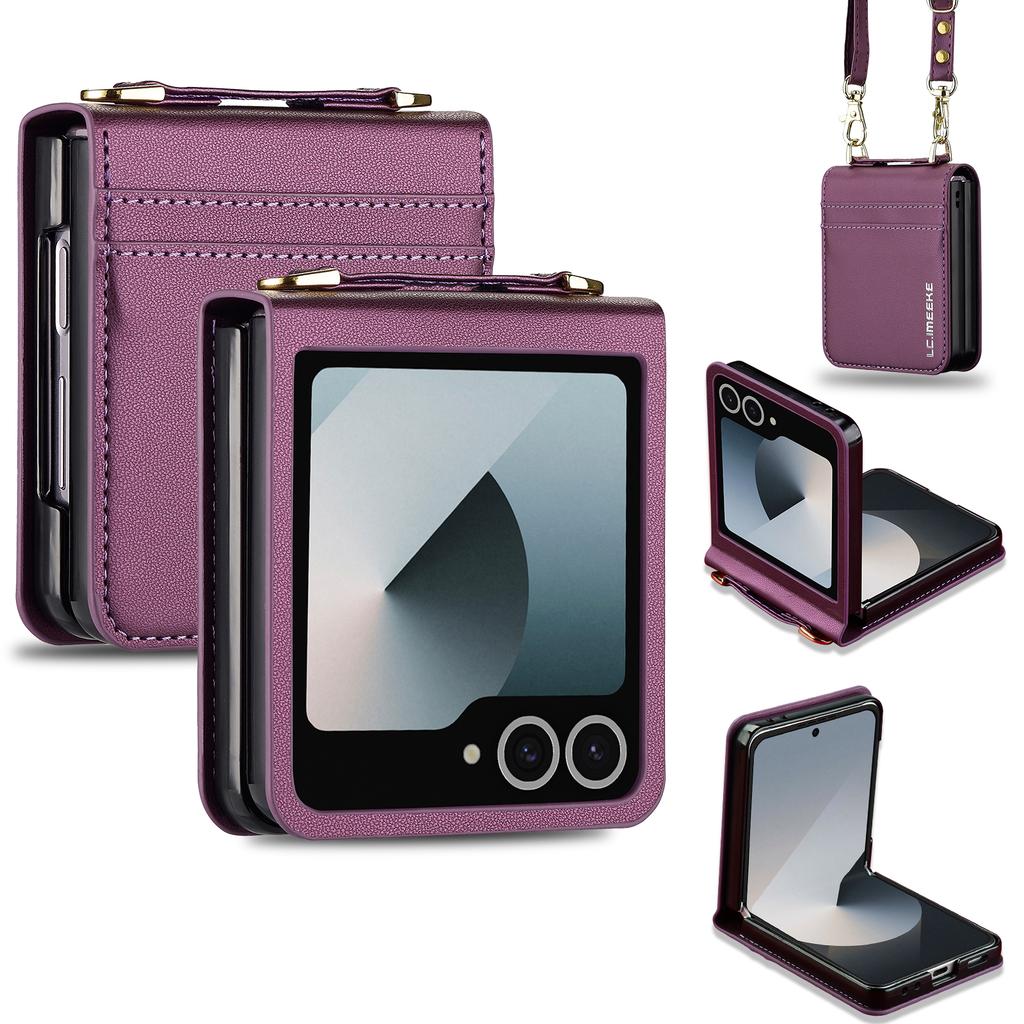 Crossbody Kartenfach Portemonnaie Leder Handyhülle für Samsung Galaxy Z Flip 8 7 6 5 4 3 5G Flip7 FE Flip8 Armband Lanyard Hülle