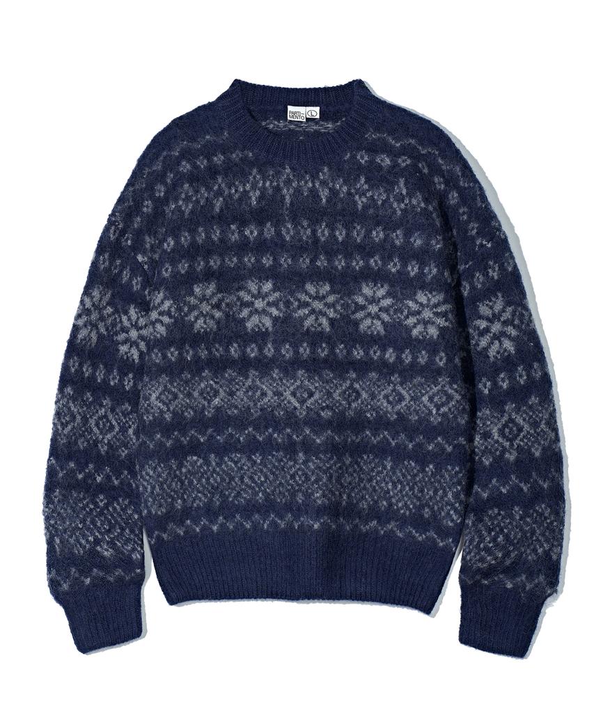 PARTIMENTO 100% Wool Nordic Knit Navy