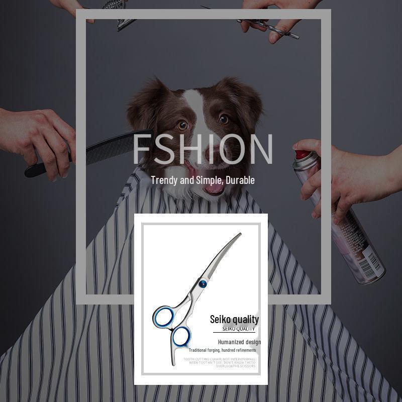 Professional Pet Grooming Scissors Set: Curved Trimming Shears for Dog Hair & Teddy Cuts