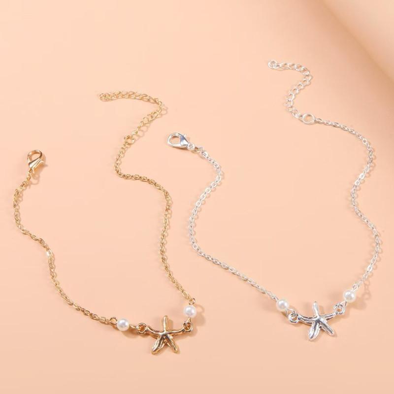 Trendy Gold Silver Color Pearl Star Accessory Anklets for Women New Sexy Beach Chain Anklet Foot Ornament Shoes Barefoot Gifts