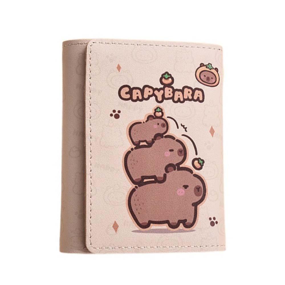 

Cute Capybara Wallet Waterproof Cartoon Coin Pouch Snap Button PU Three-fold Purse Daily Style 2