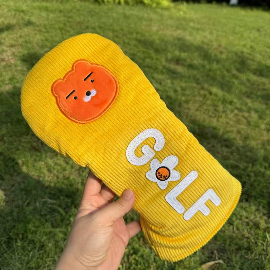 Golf Club Head Covers With Cartoon Design For Driver Fairway Wood Hybrids Corduroy Material Protection