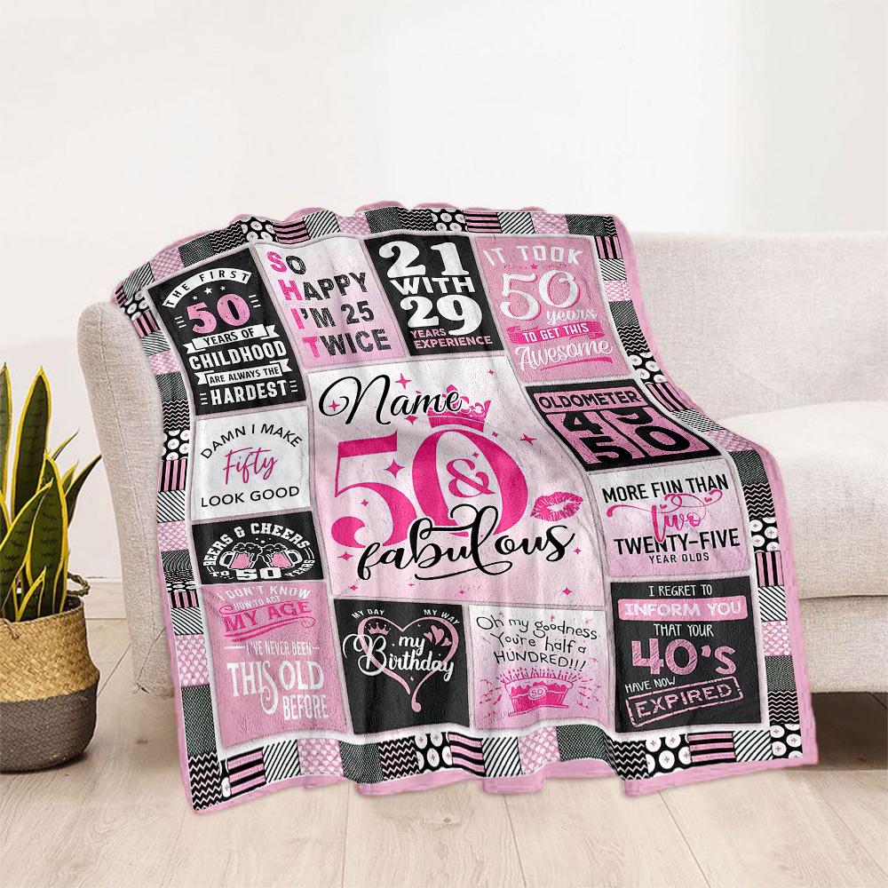 Birthday Style Customize Your Name Blanket Cozy Customizable Blanket Ultra-Soft Versatile for Nap Living Room Livingroom Chair All-Season Use